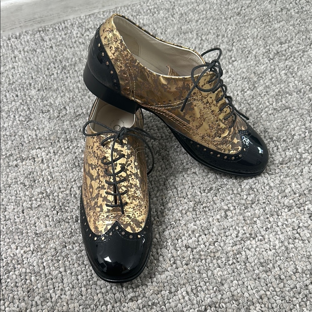 CHANEL Gold and Black Women's Shoes